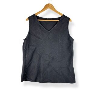 Cut Loose Black Womens 100% Linen Tank Top Size XL Sleeveless Lagenlook USA Made